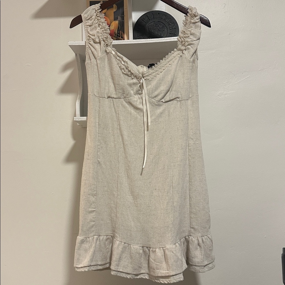 PacSun Ivory Ruffle Trim Mini Dress - Picture 2 of 7